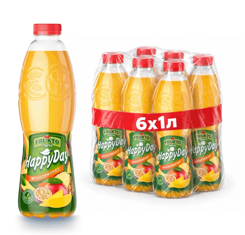 Сокосодержащий напиток Fruktomania Happy day Мультифрукт 1 литр, 6 шт