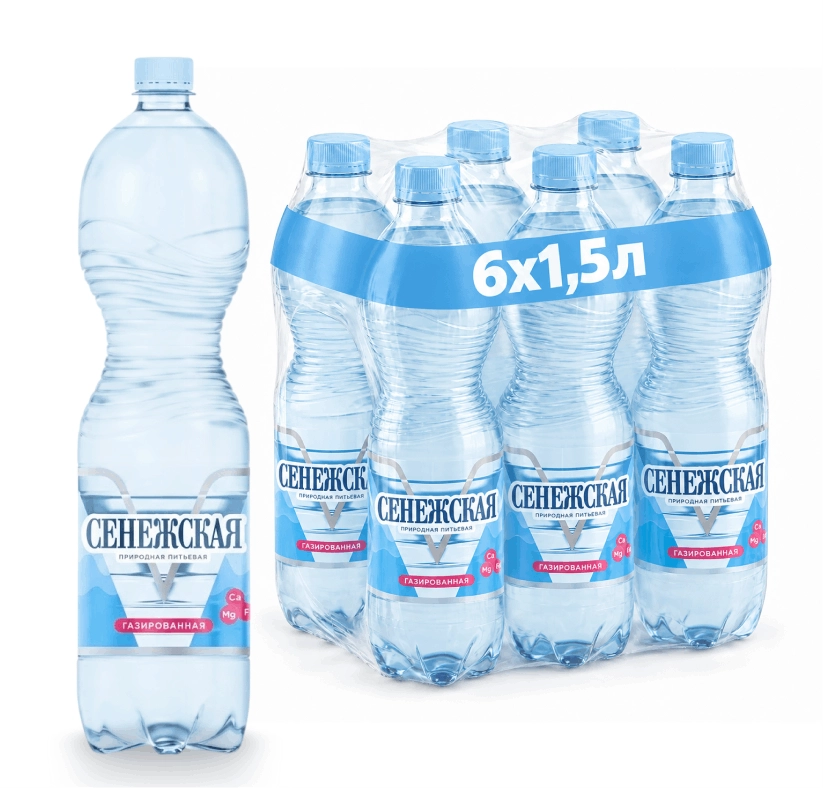 Вода питьевая Сенежская Газированная 1,5 литра, 6 шт. от магазина Vitarel