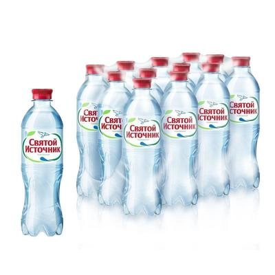 Вода "Святой Источник" 0.5 литра, газ, пэт, 12 шт. в уп.