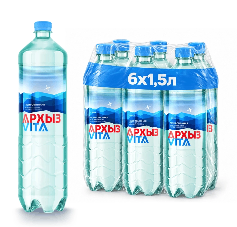 Вода "Архыз" 1.5 литра газированная (ПЭТ) уп. 6 шт. от магазина Vitarel