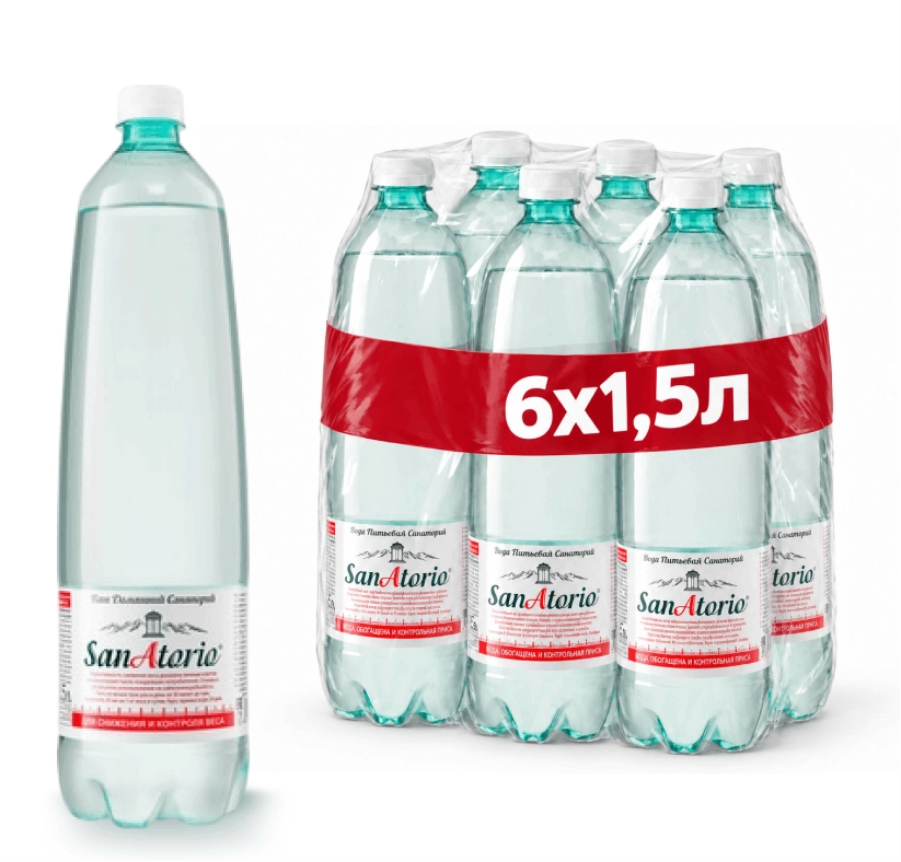 Вода "СанАторио" 1.5 литра, газ., ПЭТ, 6 шт. в уп. от магазина Vitarel