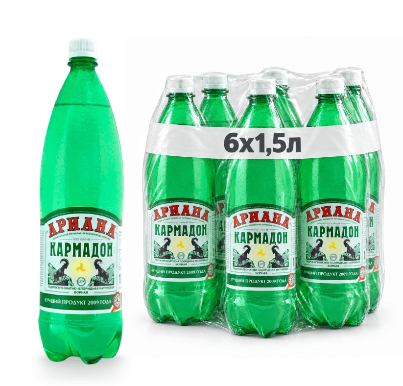 Вода "Кармадон" 1.5 литра, газ., ПЭТ, 6 шт. в уп. от магазина Vitarel