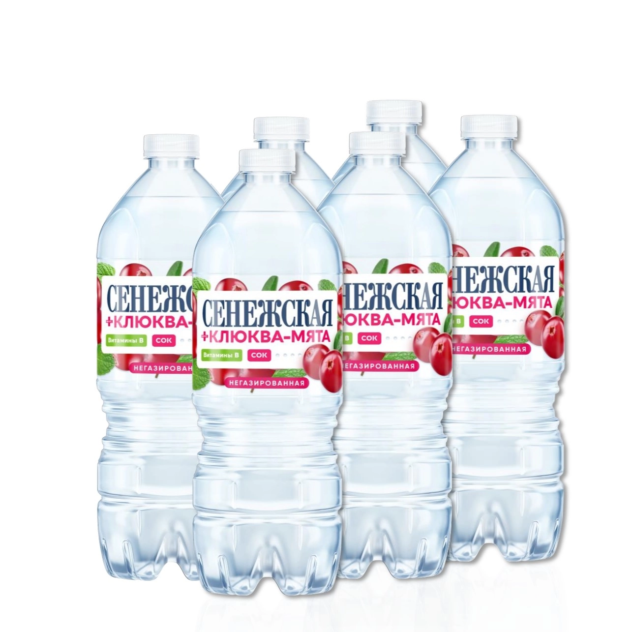 Питьевая вода Сенежская плюс Клюква-Мята негаз. 1 литр, 6шт от магазина Одежда+