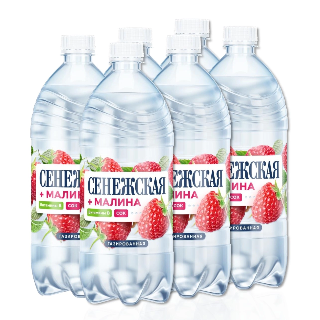 Питьевая вода Сенежская плюс Малина газ. 1 литр, 6шт от магазина Одежда+