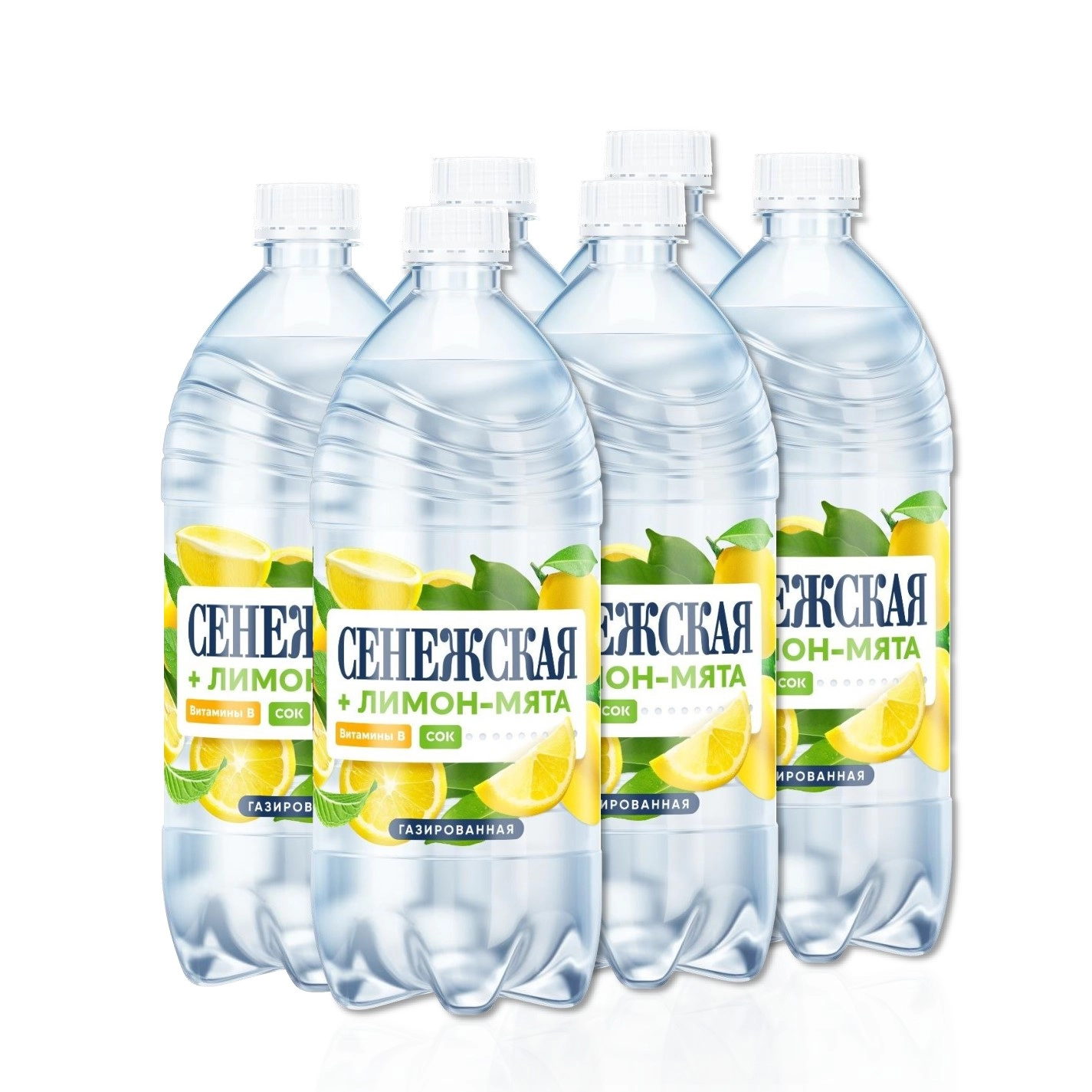 Питьевая вода Сенежская плюс Лимон-мята газ. 1 литр, 6шт от магазина Одежда+