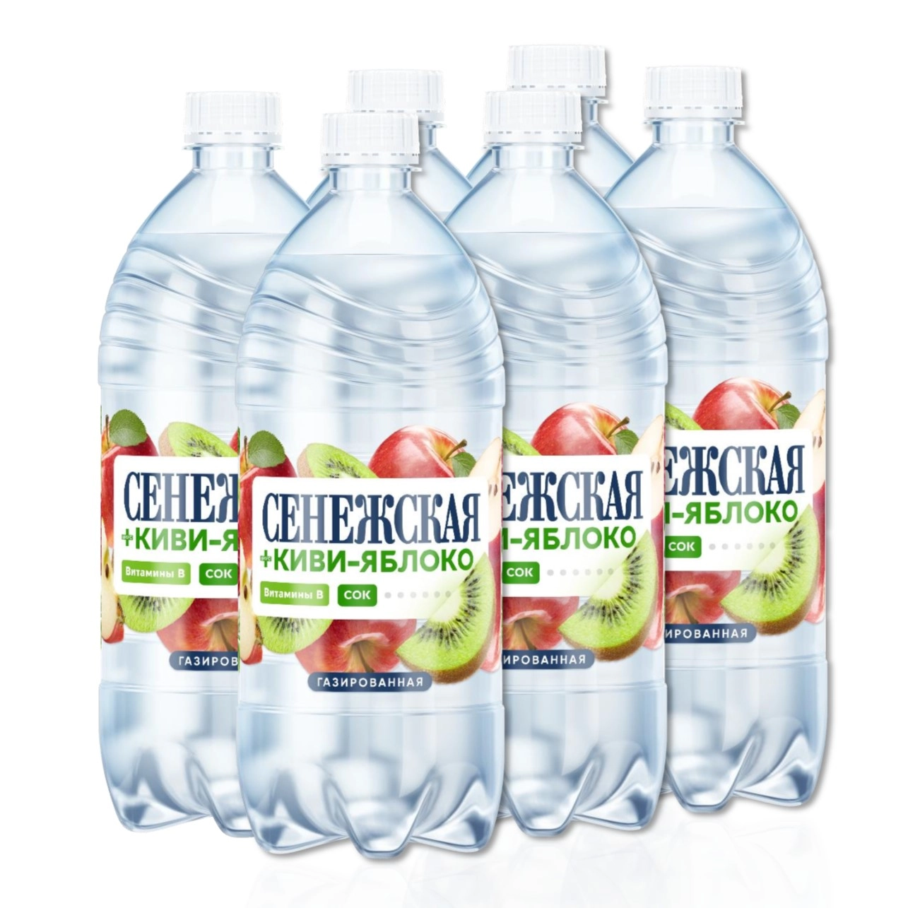 Питьевая вода Сенежская плюс Киви-Яблоко газ. 1 литр, 6шт от магазина Одежда+